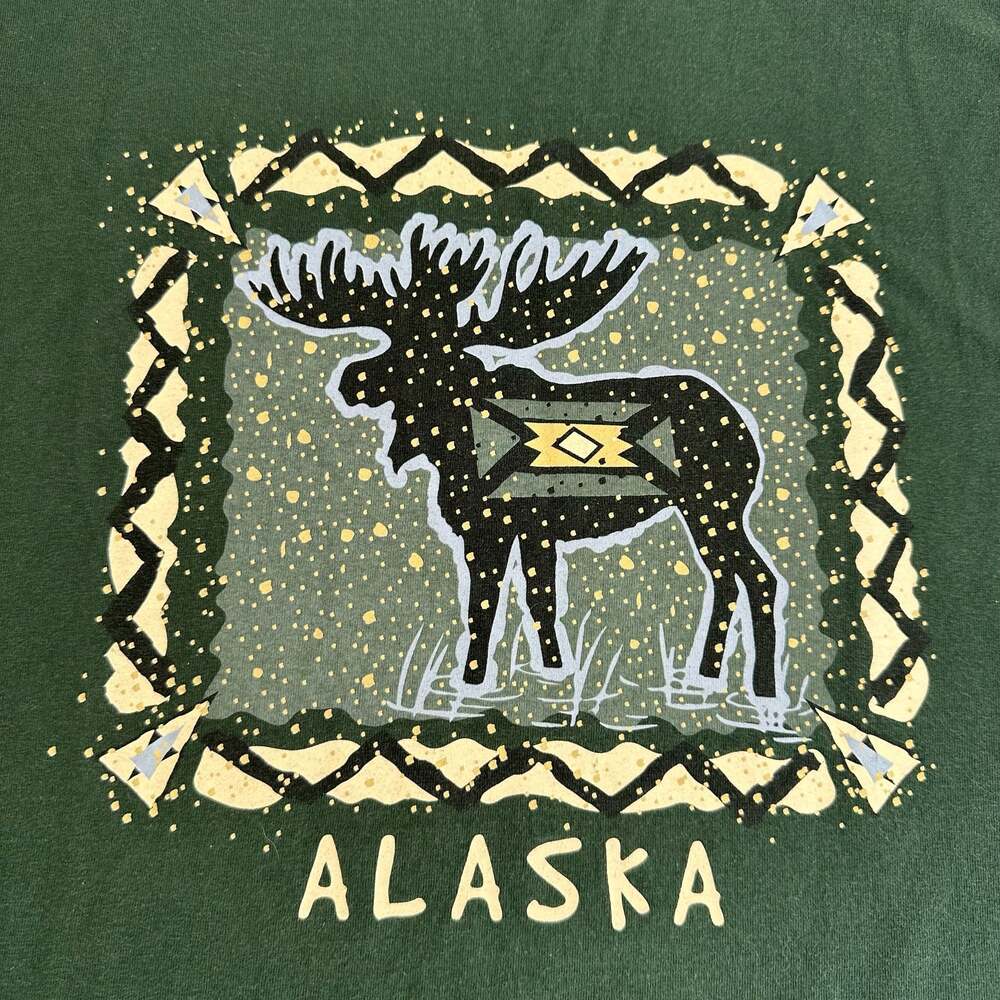 Vintage Briar Creek Sportswear Green Alaska Moose Graphic T-Shirt Medium